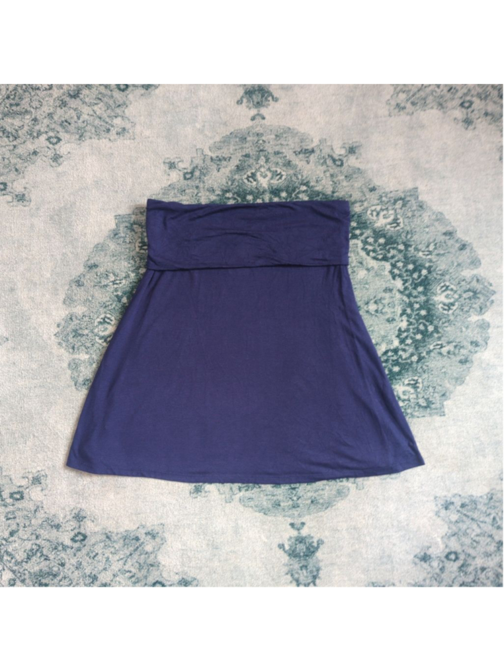 Old Navy Navy Blue Fold Over Waistband Knit A-Line Skirt M - Picture 5 of 8